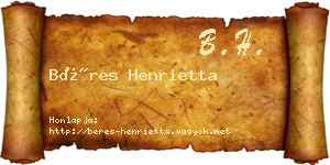 Béres Henrietta névjegykártya